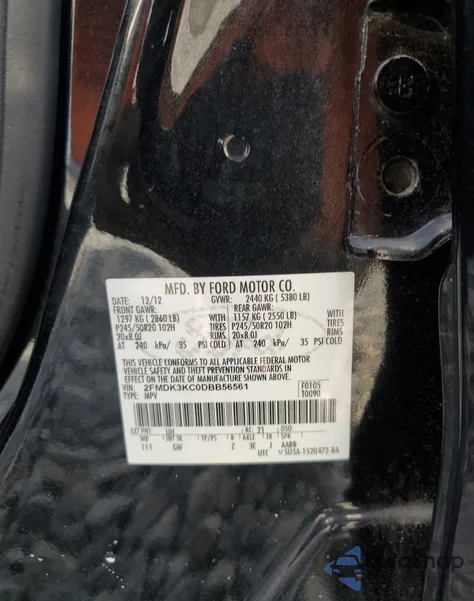 2013 Ford Edge Limited from USA, damaged, VIN 2FMDK3KC0DBB56561